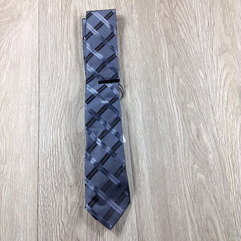 JF J. Ferrar Charcoal Plaid W Clip Narrow Tue